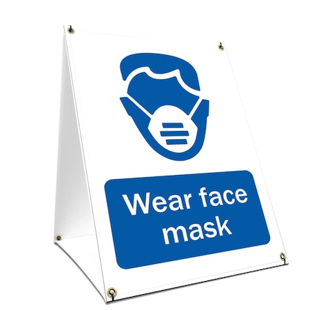 OSHA Notice Sign, Wear Face Mask, 18in X 24in A-frame Heavy Duty